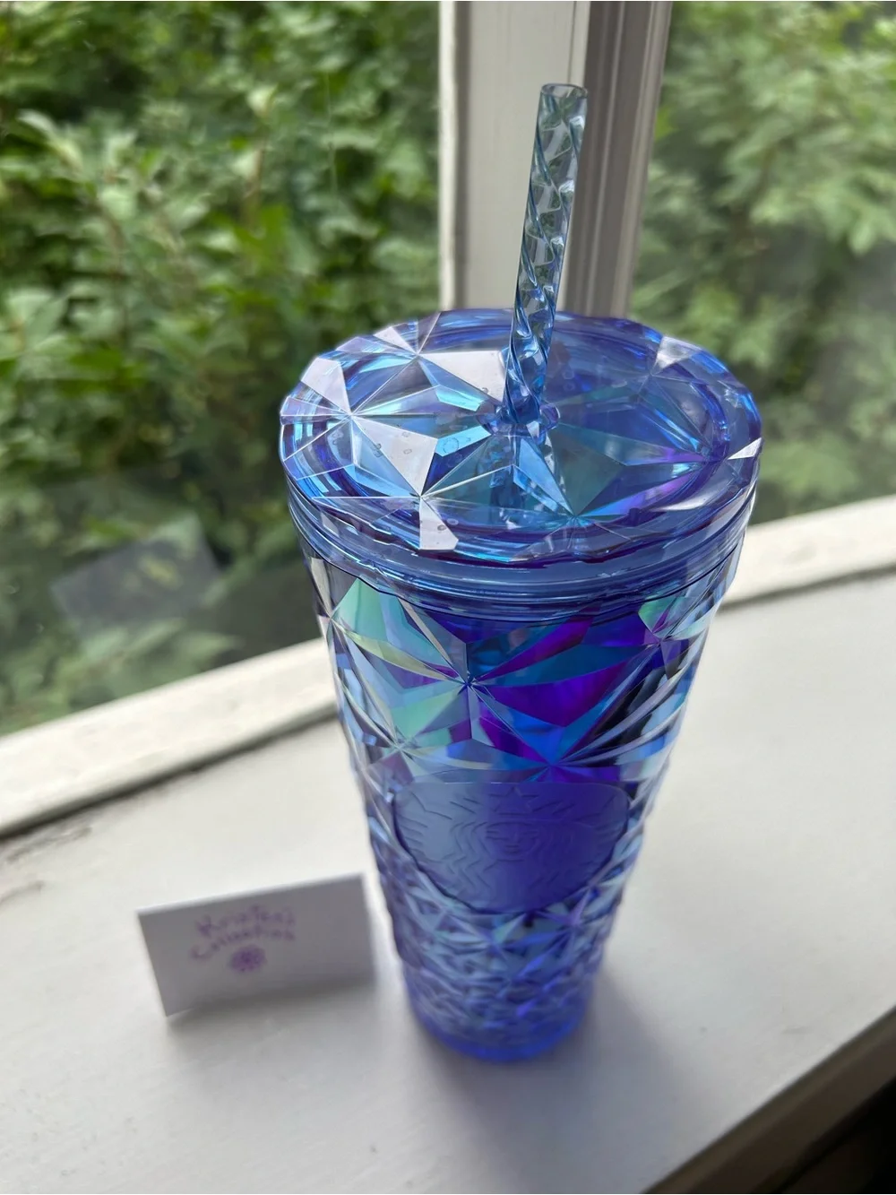 STARBUCKS Indigo Ice Diamond-Cut Tumbler with Straw